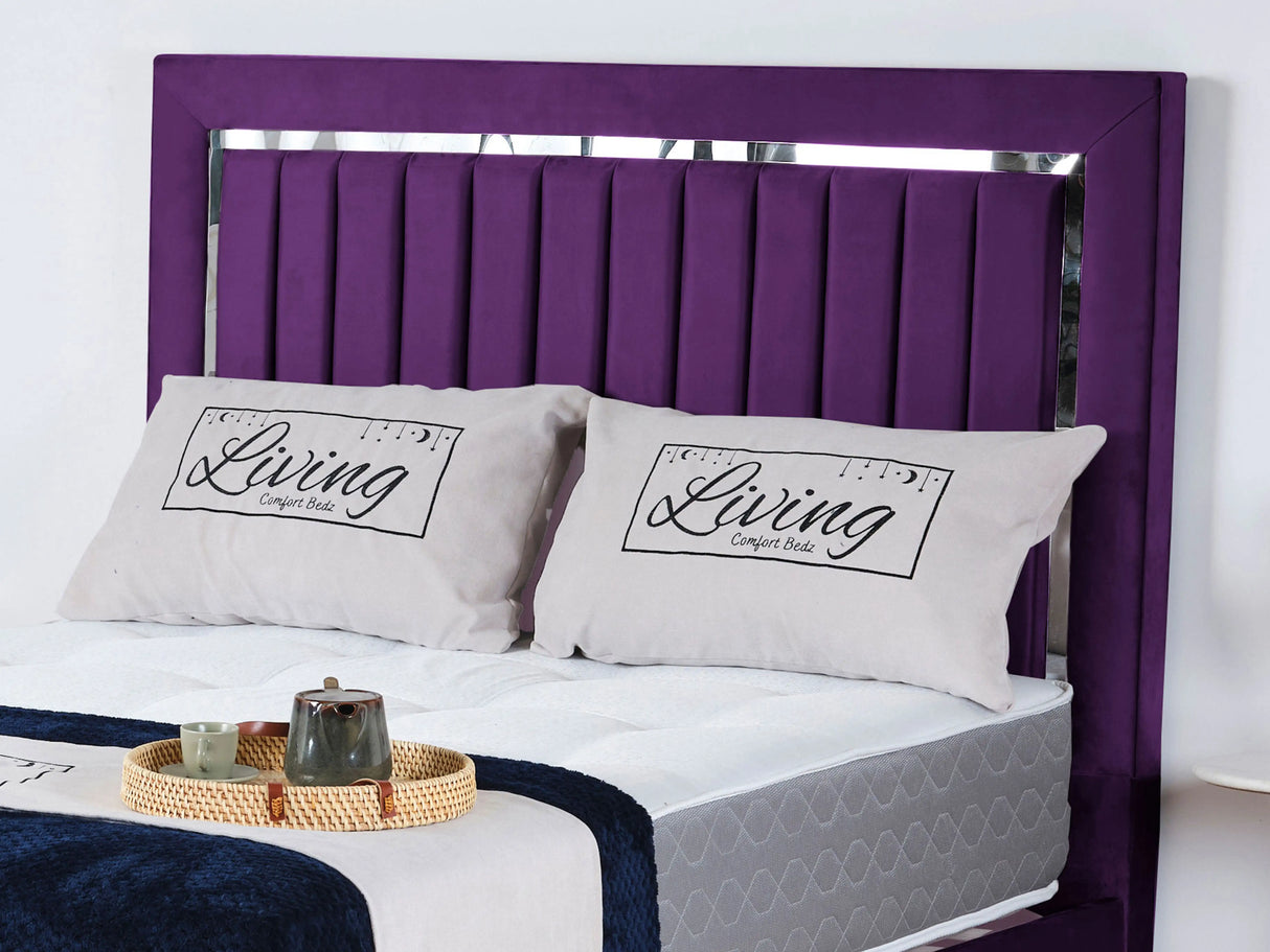 Chrome Edge Upholstered Bed