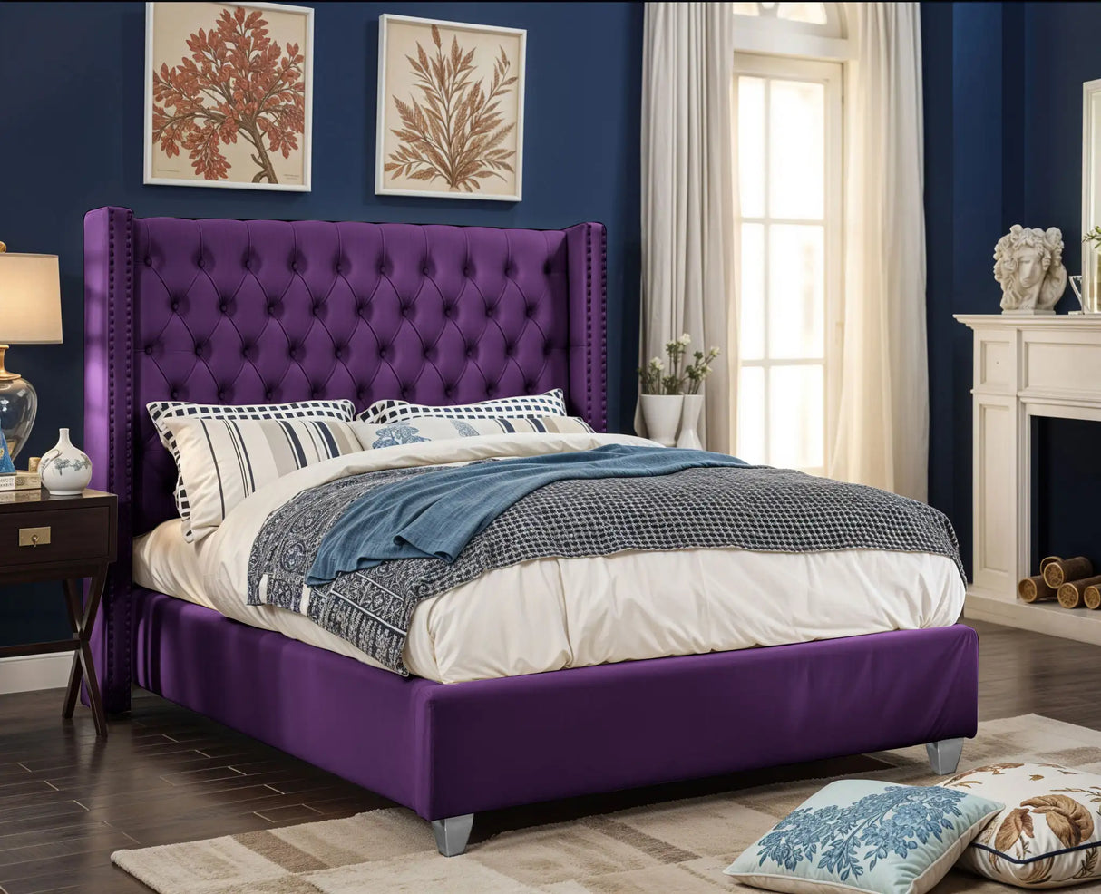 Chesterfield Wingback Upholstered Bed