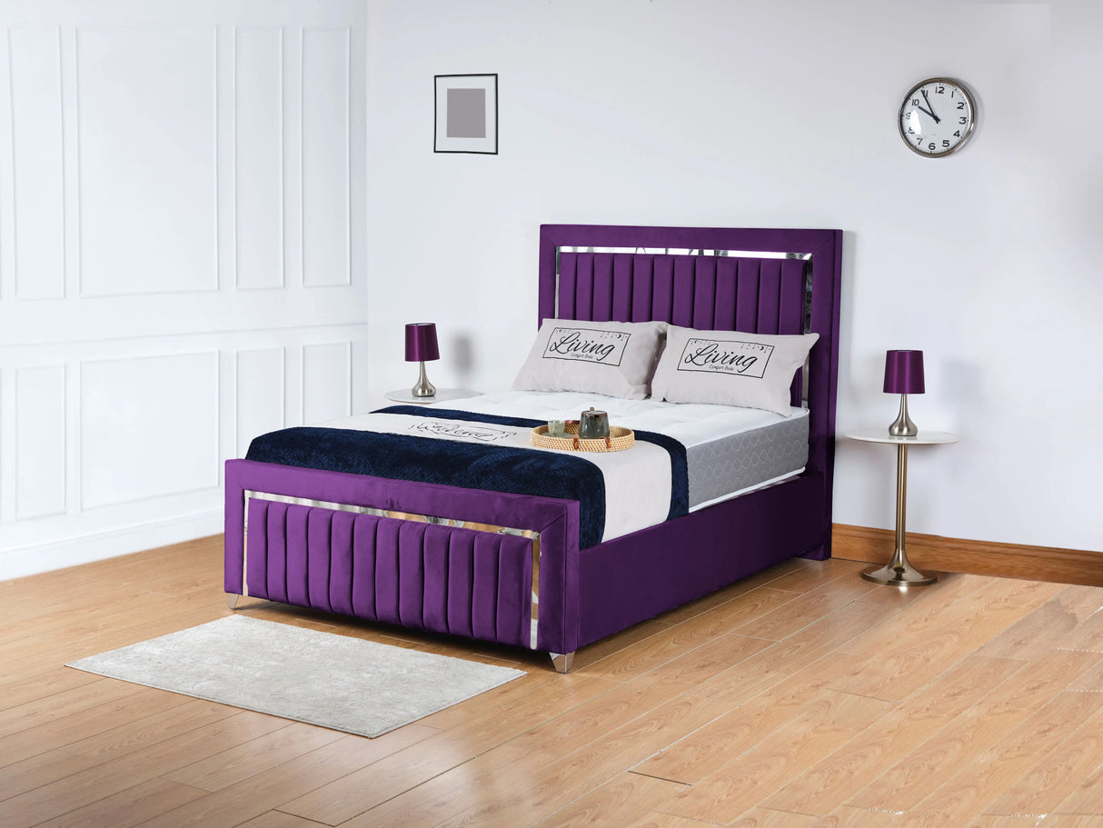 Chrome Edge Upholstered Bed
