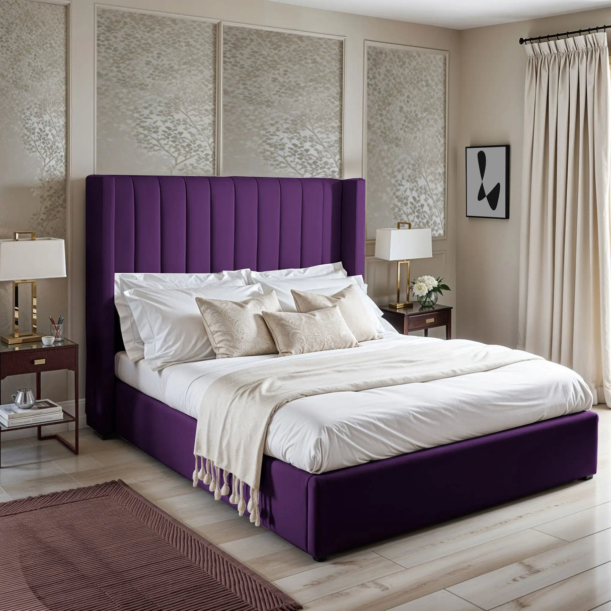 Barcelona Wingback Upholstered Bed