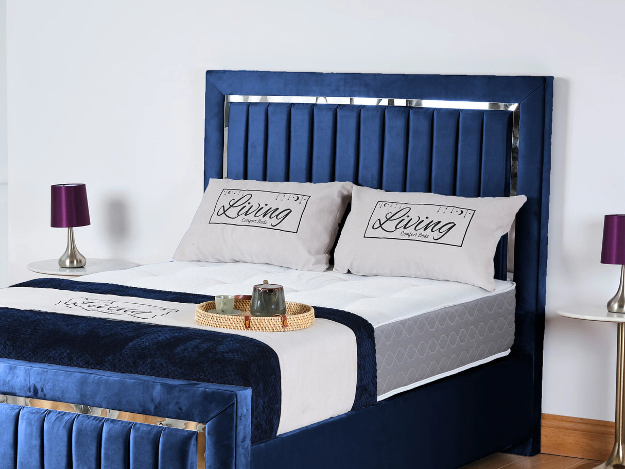 Chrome Edge Upholstered Bed