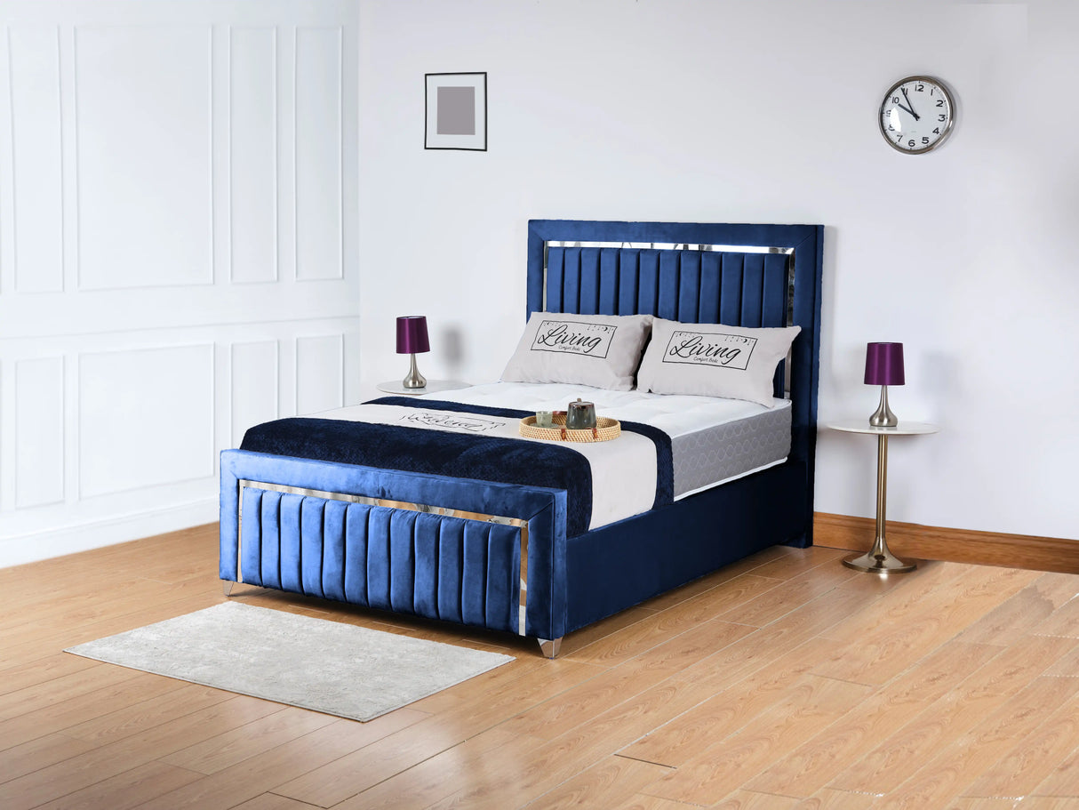 Chrome Edge Upholstered Bed
