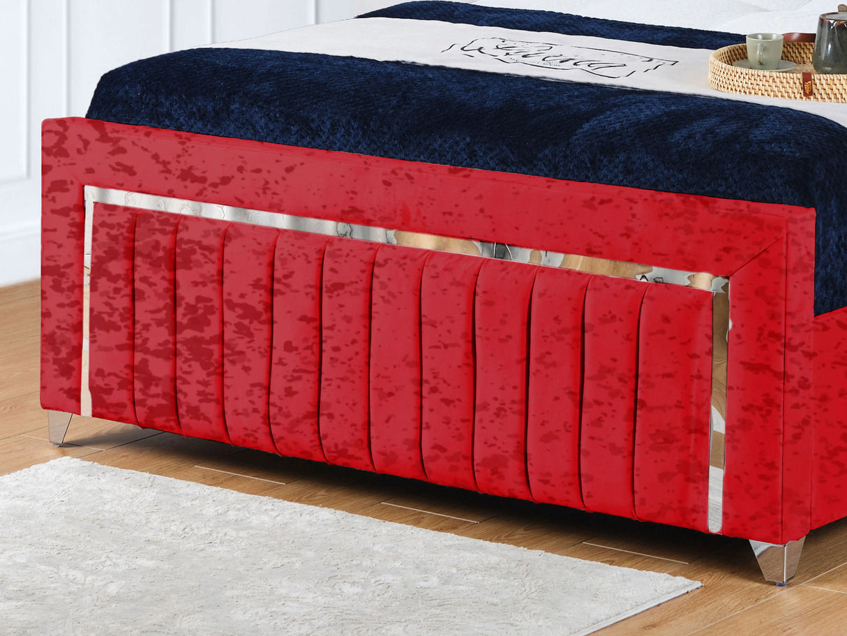 Chrome Edge Upholstered Bed