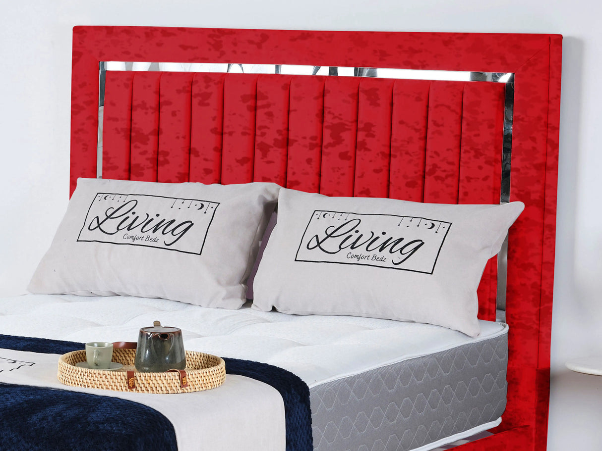 Chrome Edge Upholstered Bed