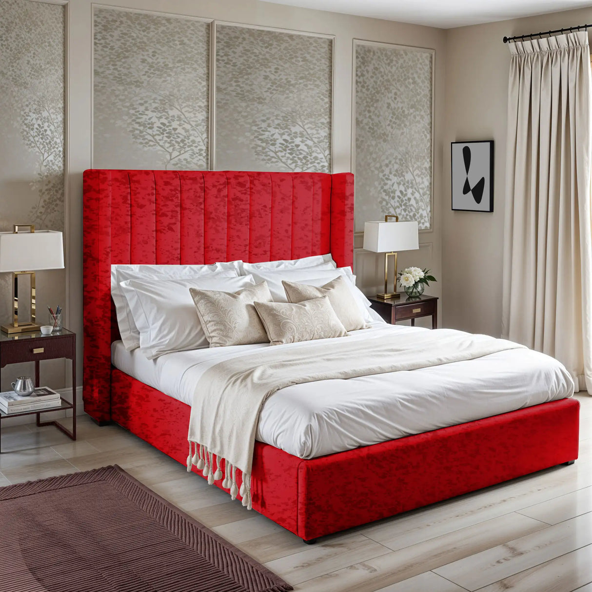Barcelona Wingback Upholstered Bed