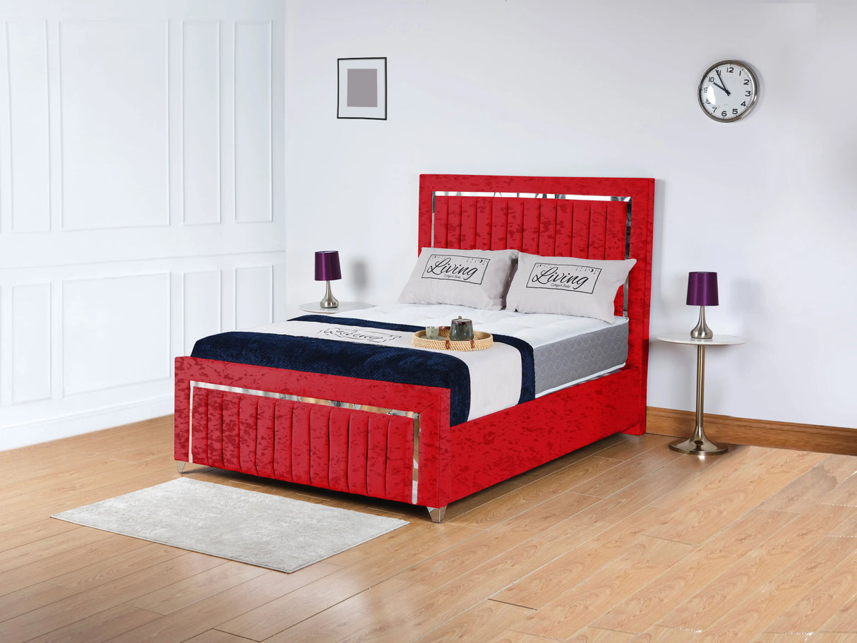 Chrome Edge Upholstered Bed