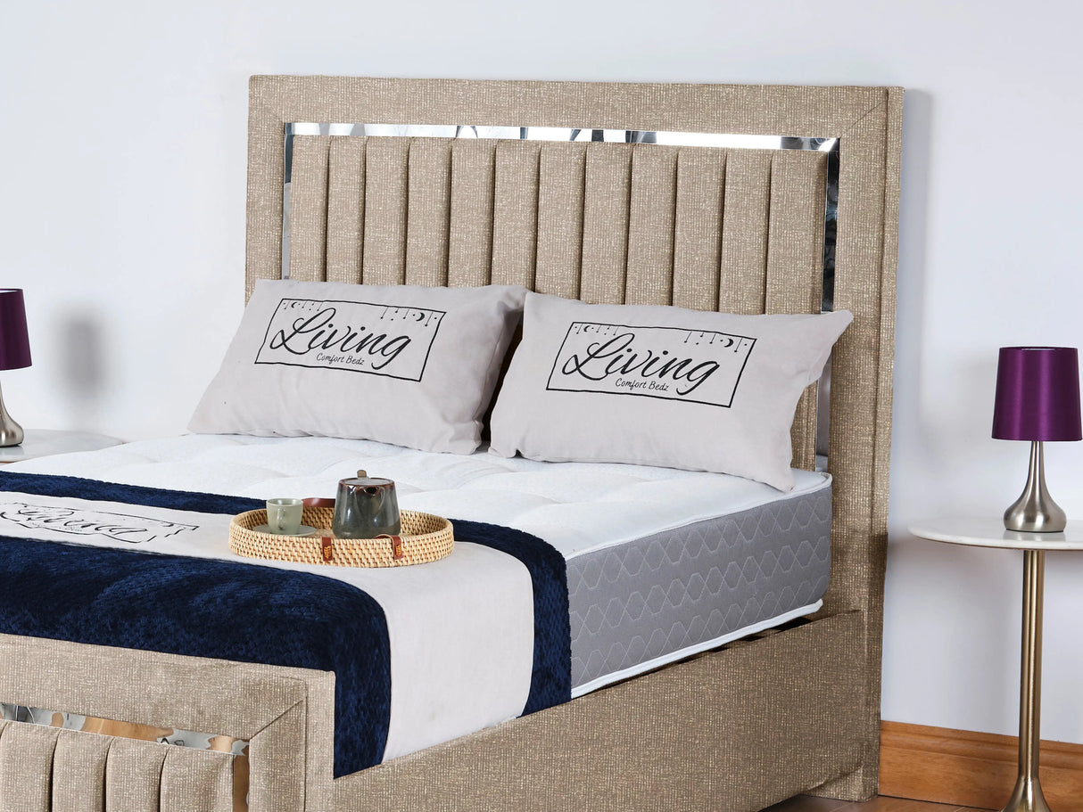 Chrome Edge Upholstered Bed