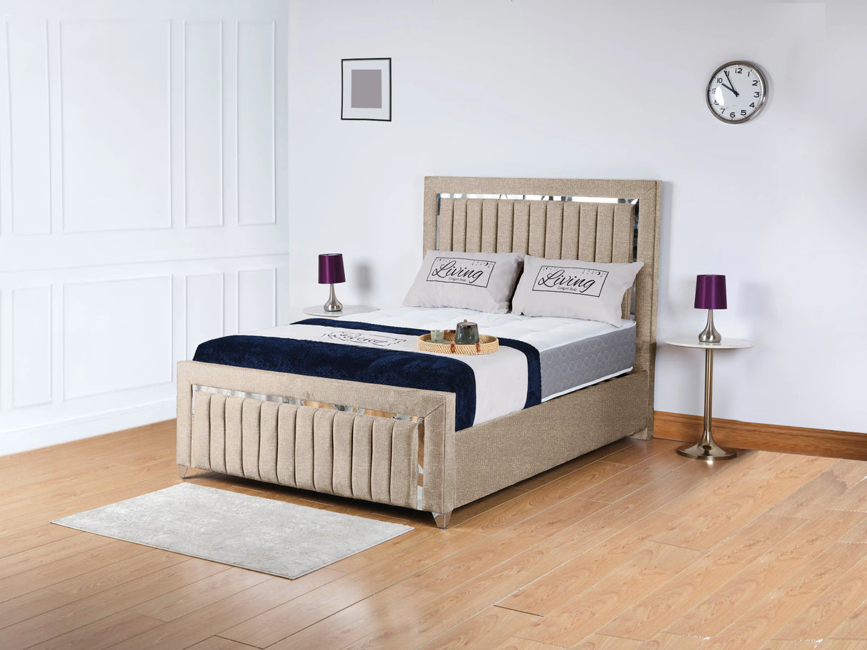Chrome Edge Upholstered Bed