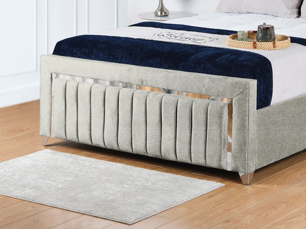 Chrome Edge Upholstered Bed