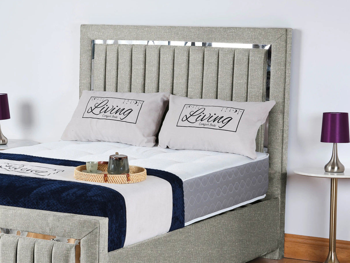 Chrome Edge Upholstered Bed