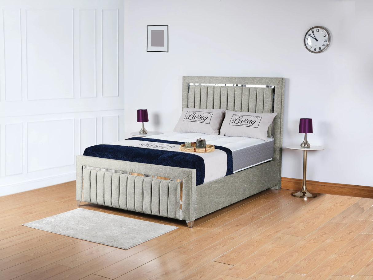 Chrome Edge Upholstered Bed