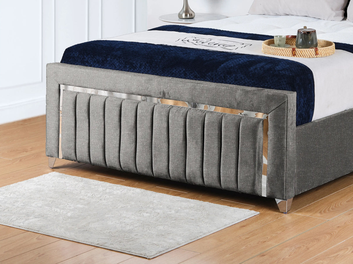 Chrome Edge Upholstered Bed