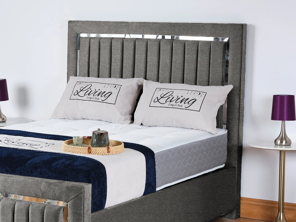 Chrome Edge Upholstered Bed