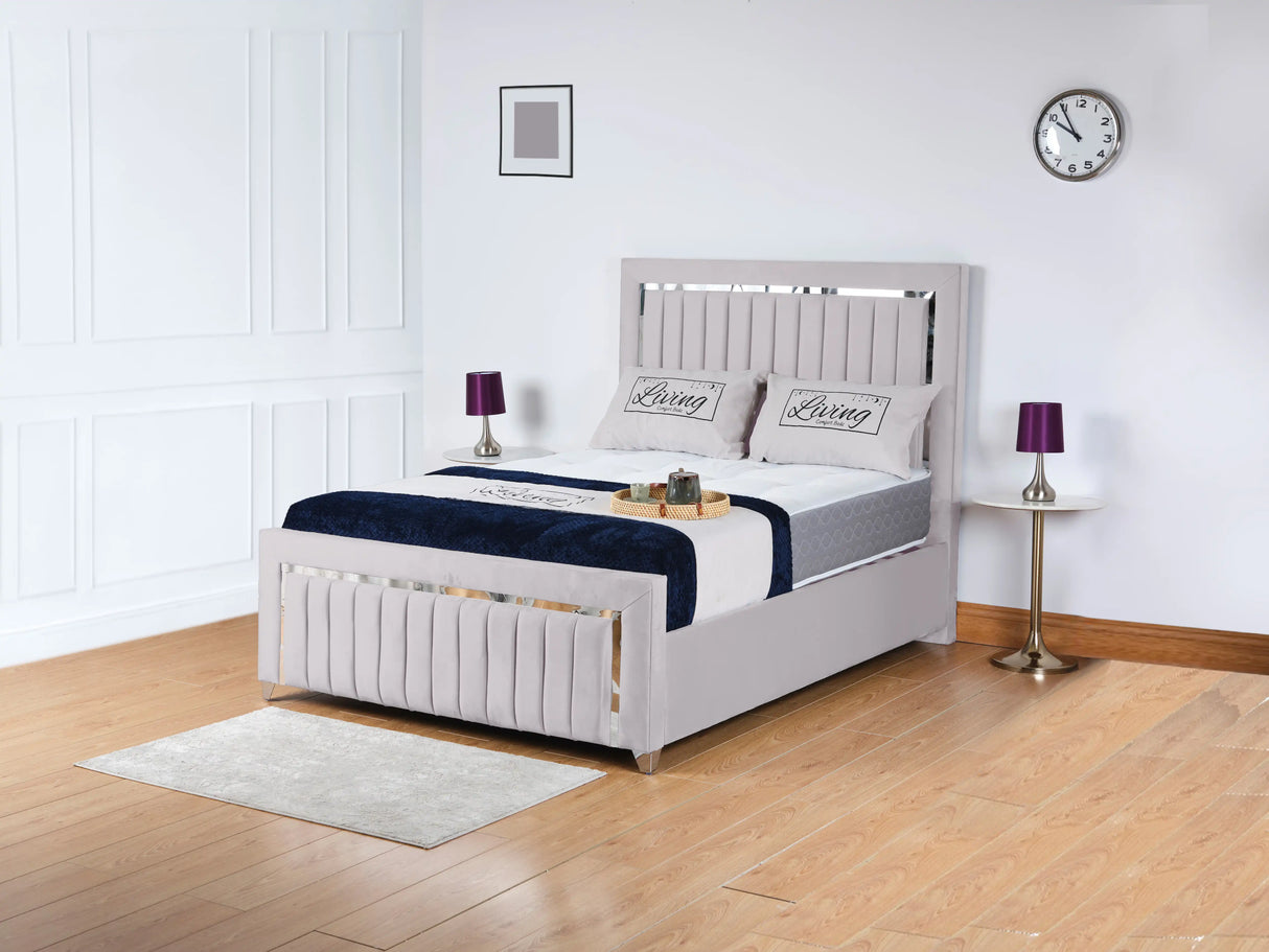 Chrome Edge Upholstered Bed