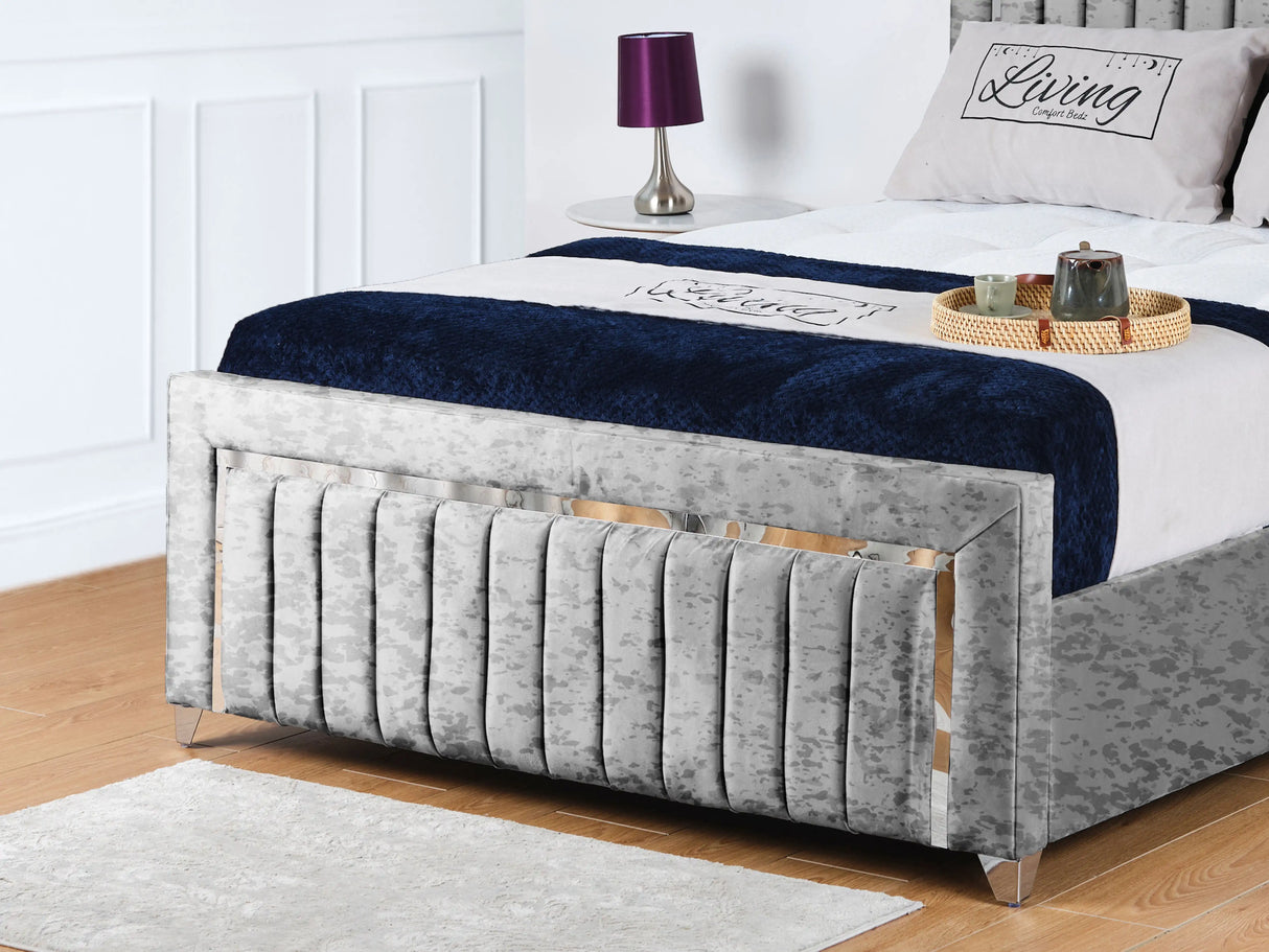 Chrome Edge Upholstered Bed