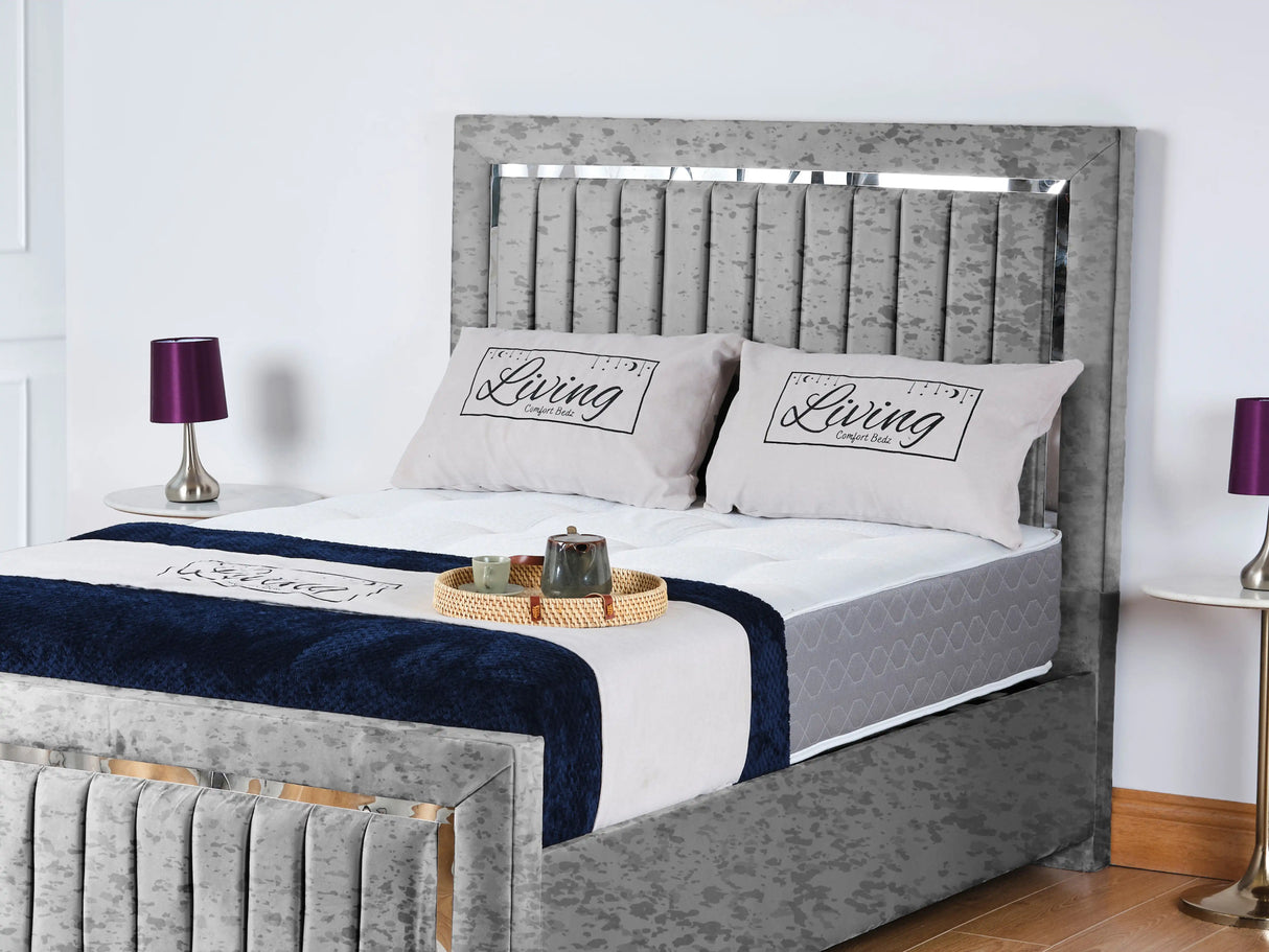 Chrome Edge Upholstered Bed