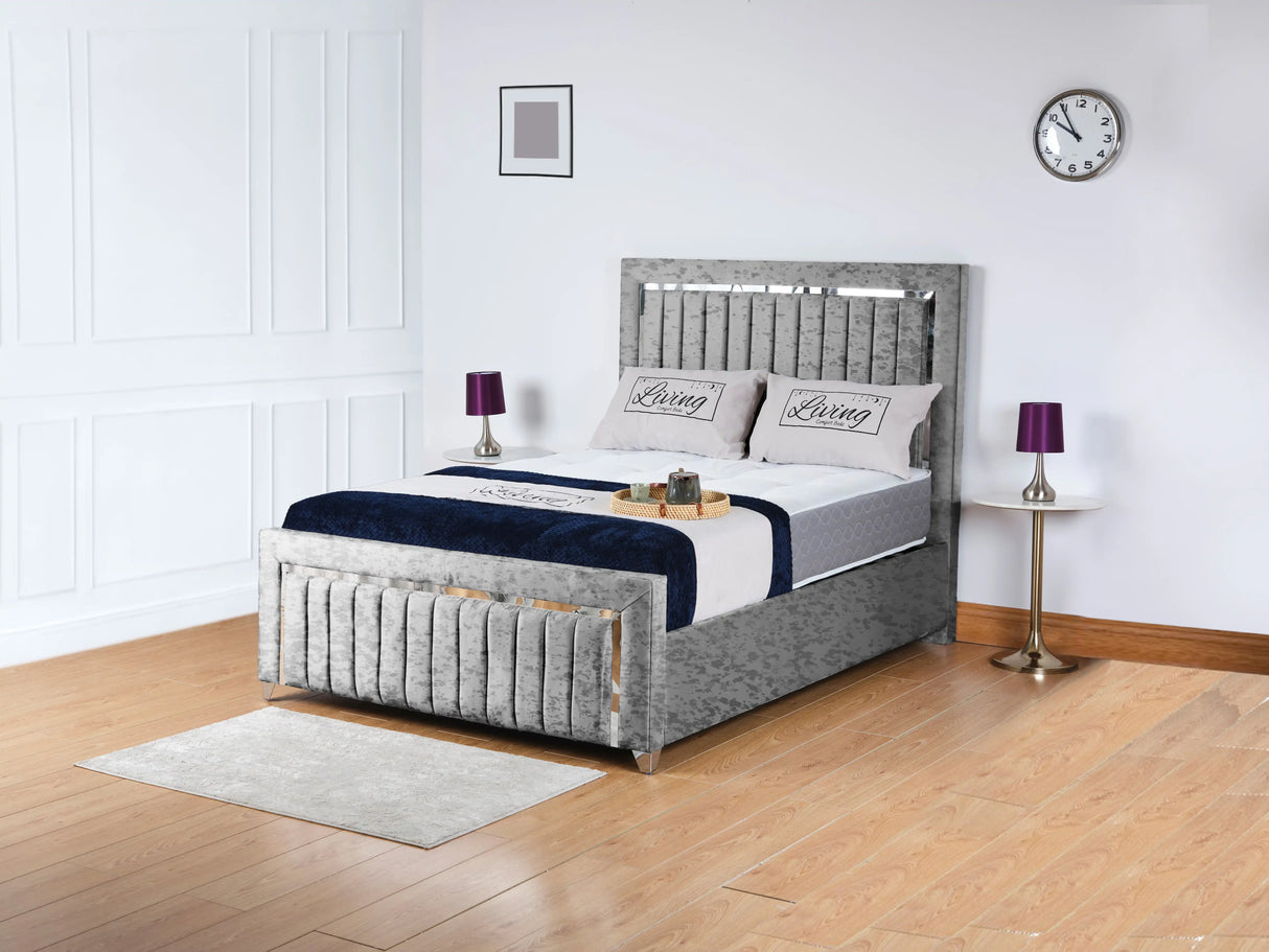 Chrome Edge Upholstered Bed