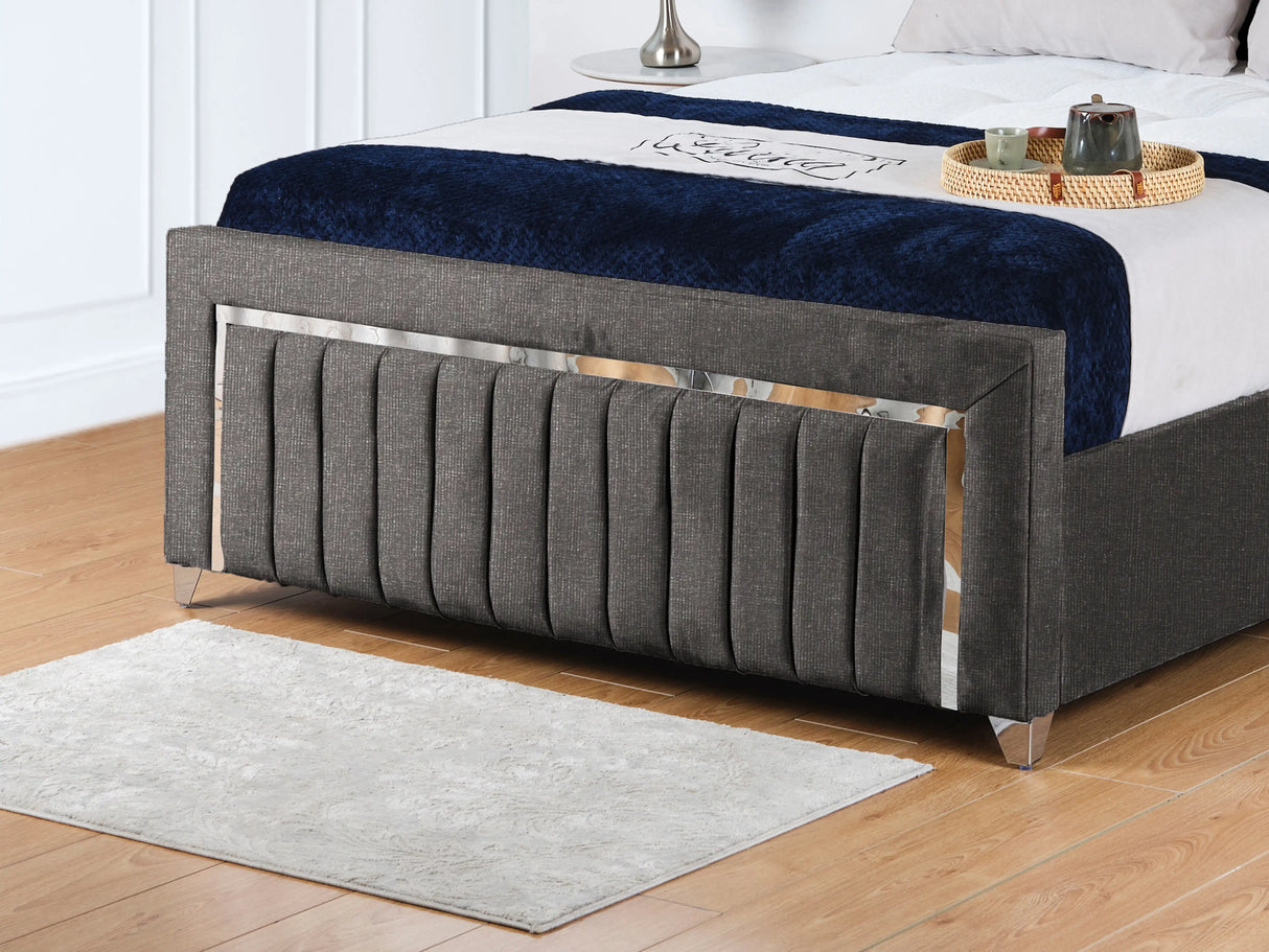 Chrome Edge Upholstered Bed