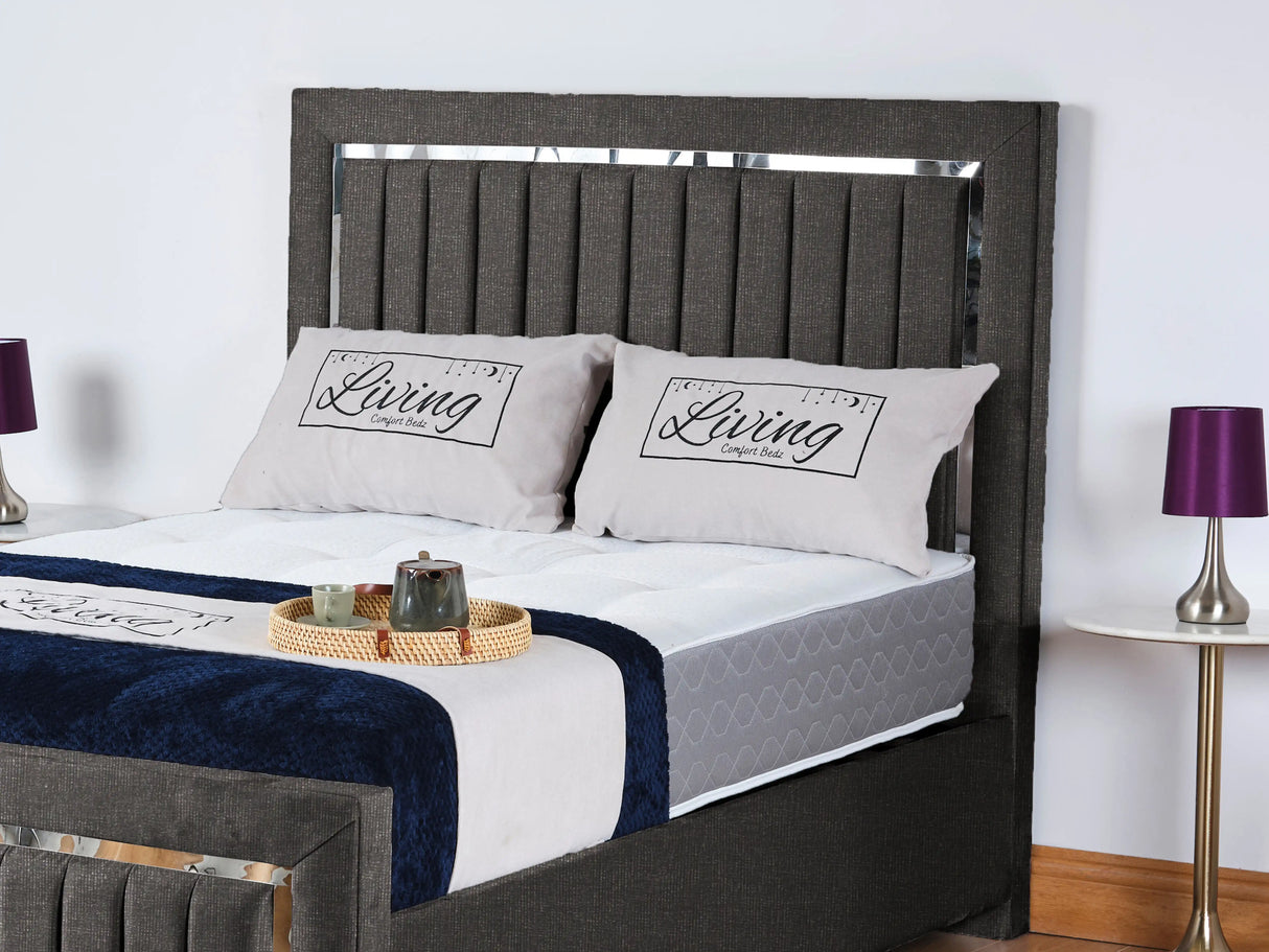 Chrome Edge Upholstered Bed