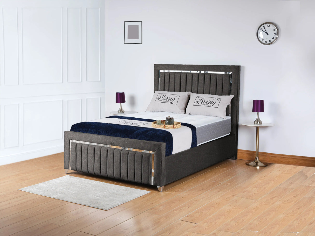 Chrome Edge Upholstered Bed