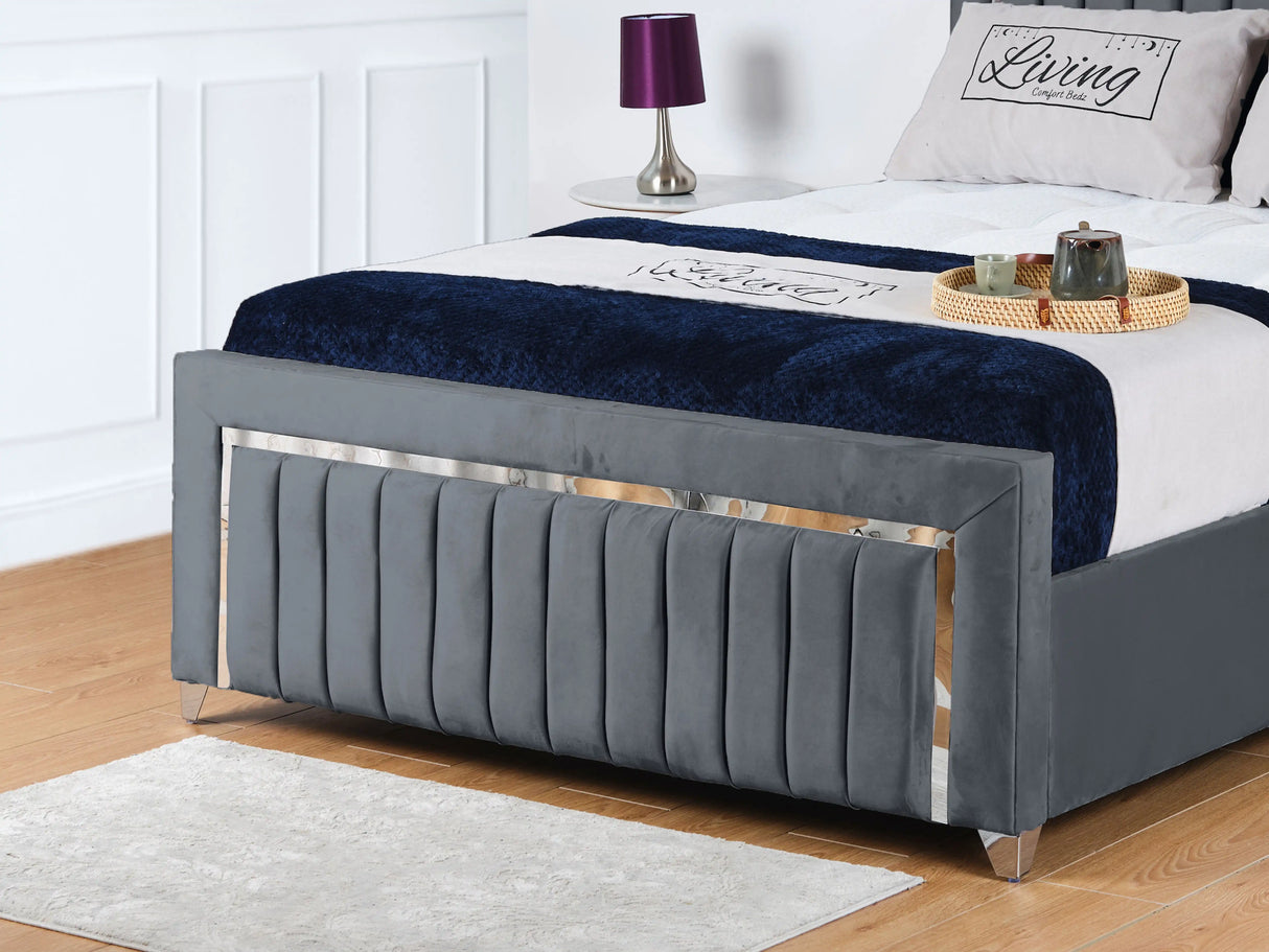 Chrome Edge Upholstered Bed