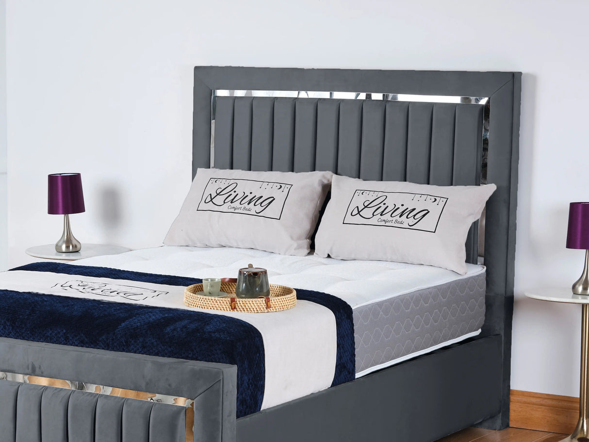 Chrome Edge Upholstered Bed