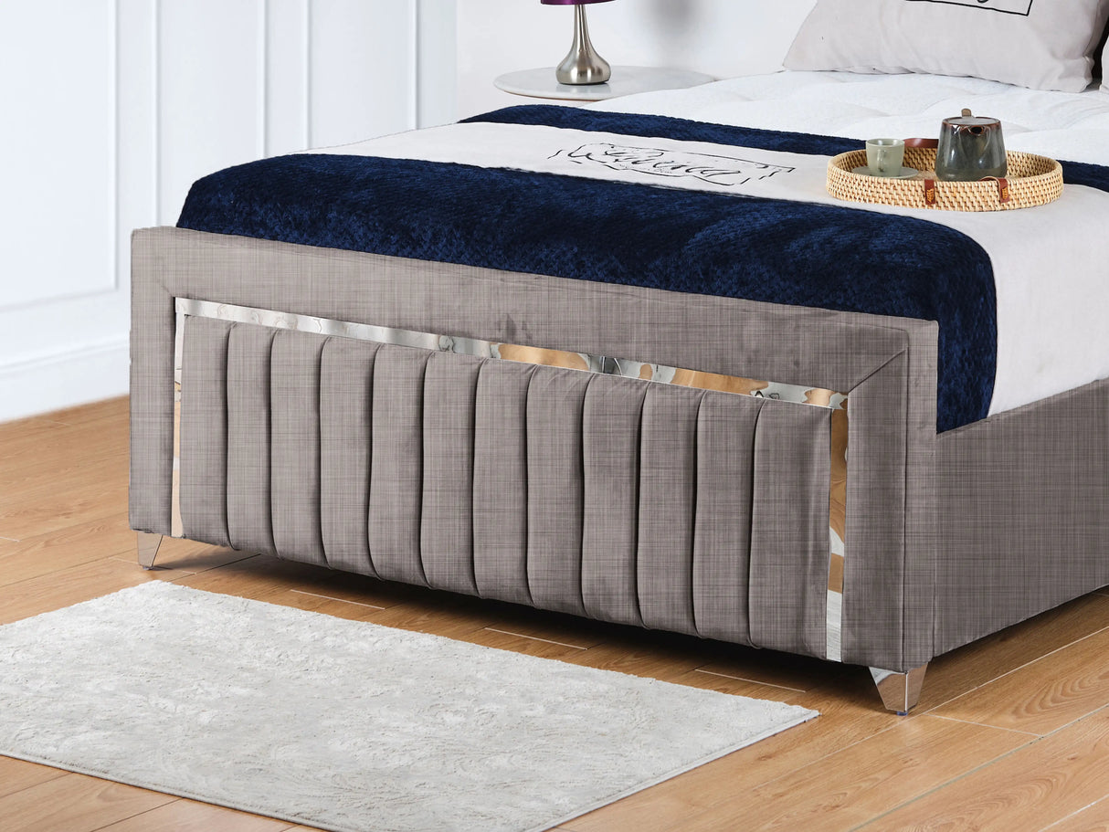 Chrome Edge Upholstered Bed