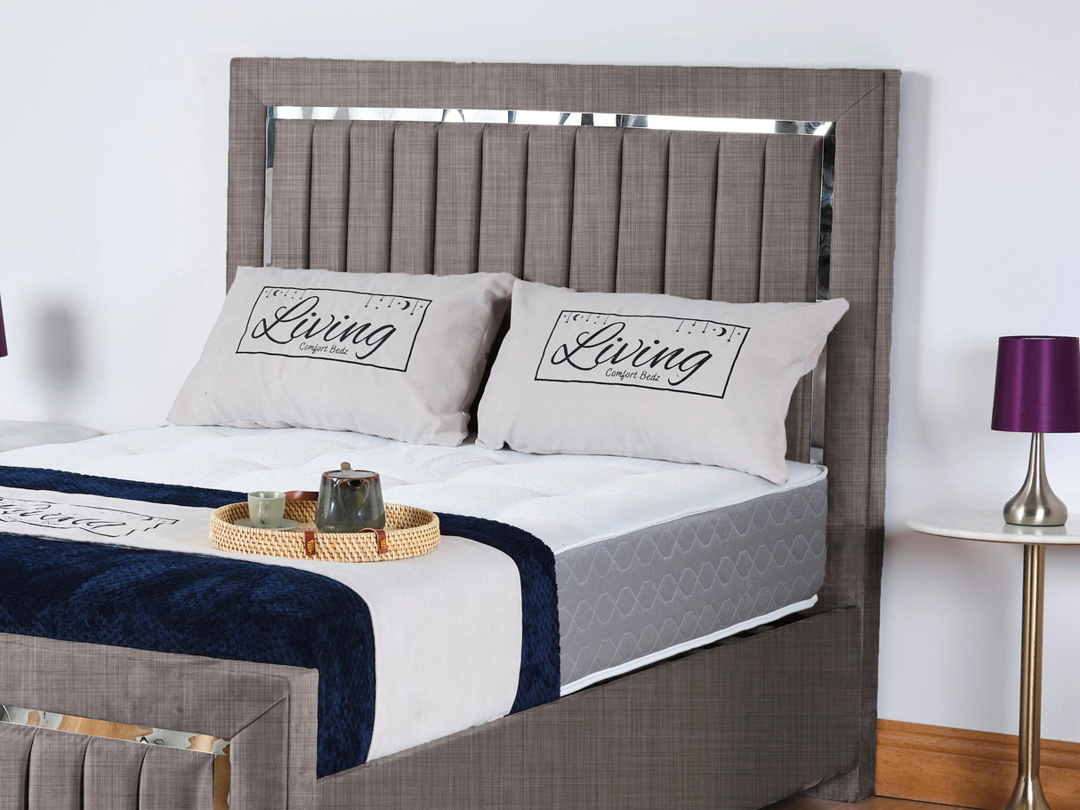 Chrome Edge Upholstered Bed