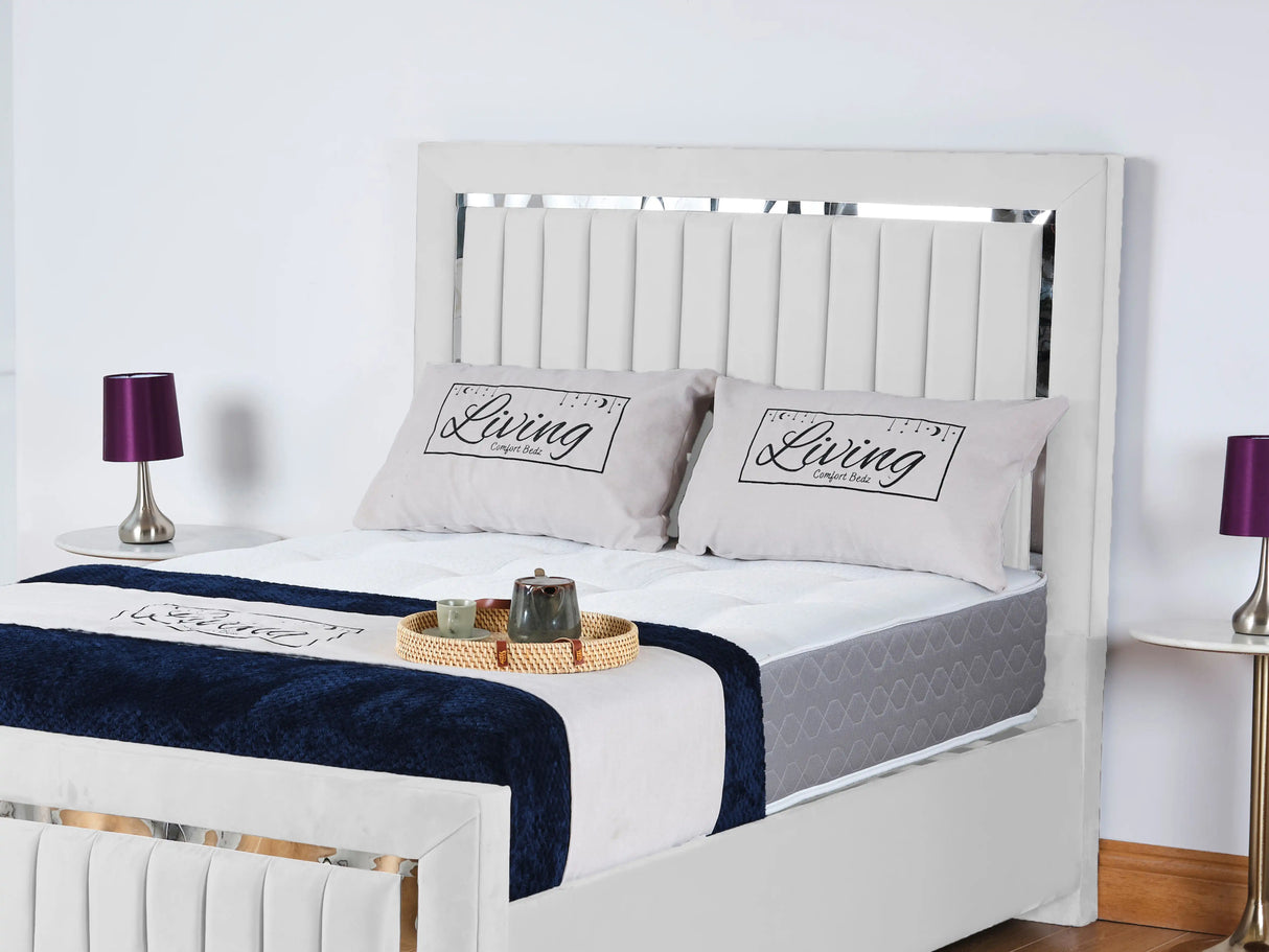 Chrome Edge Upholstered Bed