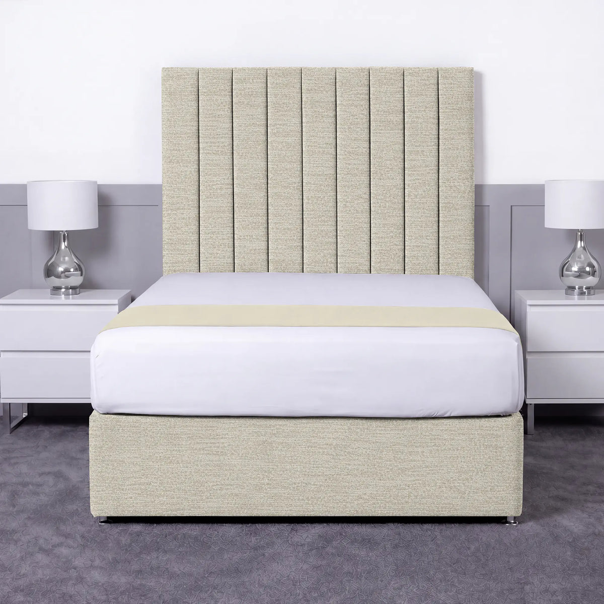 Luxury Ashford 26-inch Headboard Lined Panel Divan Bed