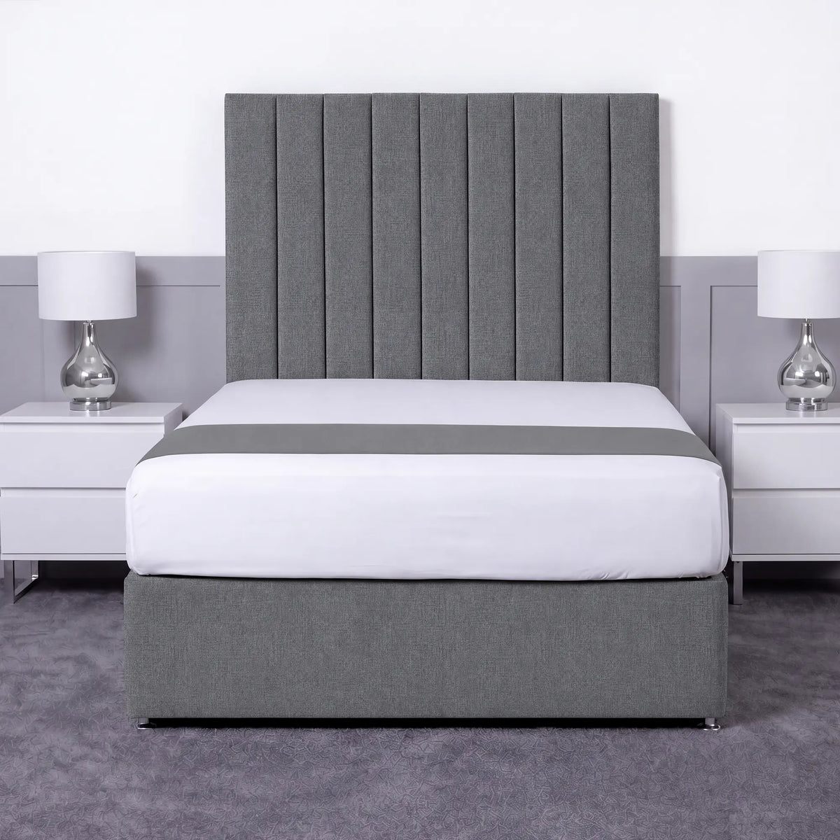 Luxury Ashford 26-inch Headboard Lined Panel Divan Bed