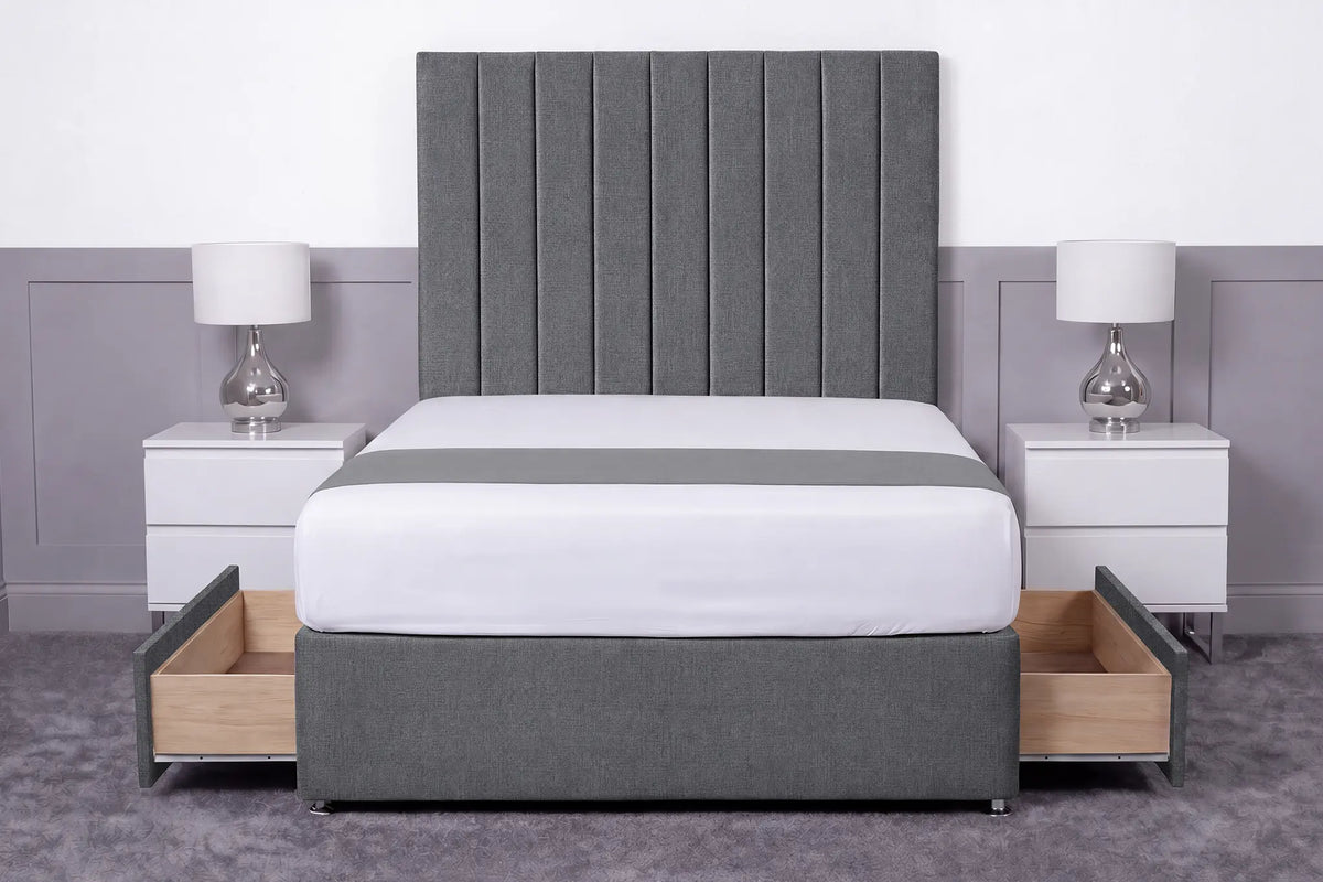 Luxury Ashford 26-inch Headboard Lined Panel Divan Bed