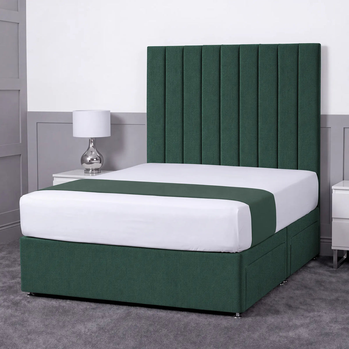 Luxury Ashford 26-inch Headboard Lined Panel Divan Bed