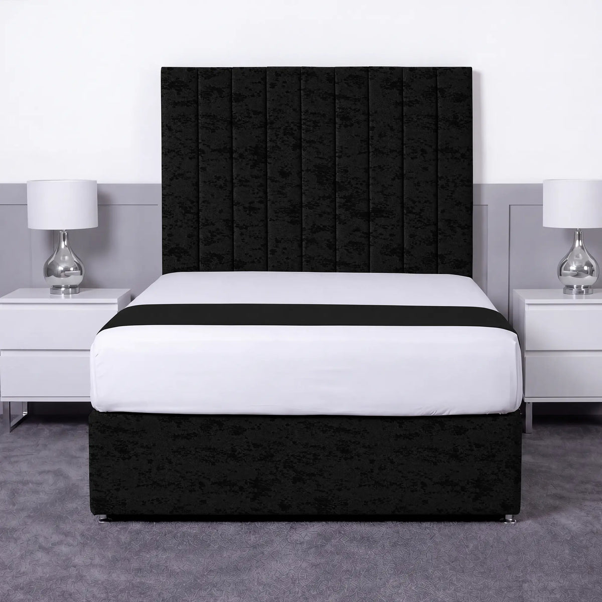 Luxury Ashford 26-inch Headboard Lined Panel Divan Bed