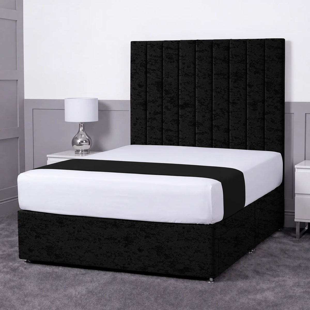 Luxury Ashford 26-inch Headboard Lined Panel Divan Bed
