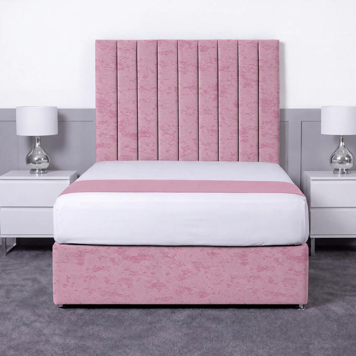Luxury Ashford 26-inch Headboard Lined Panel Divan Bed
