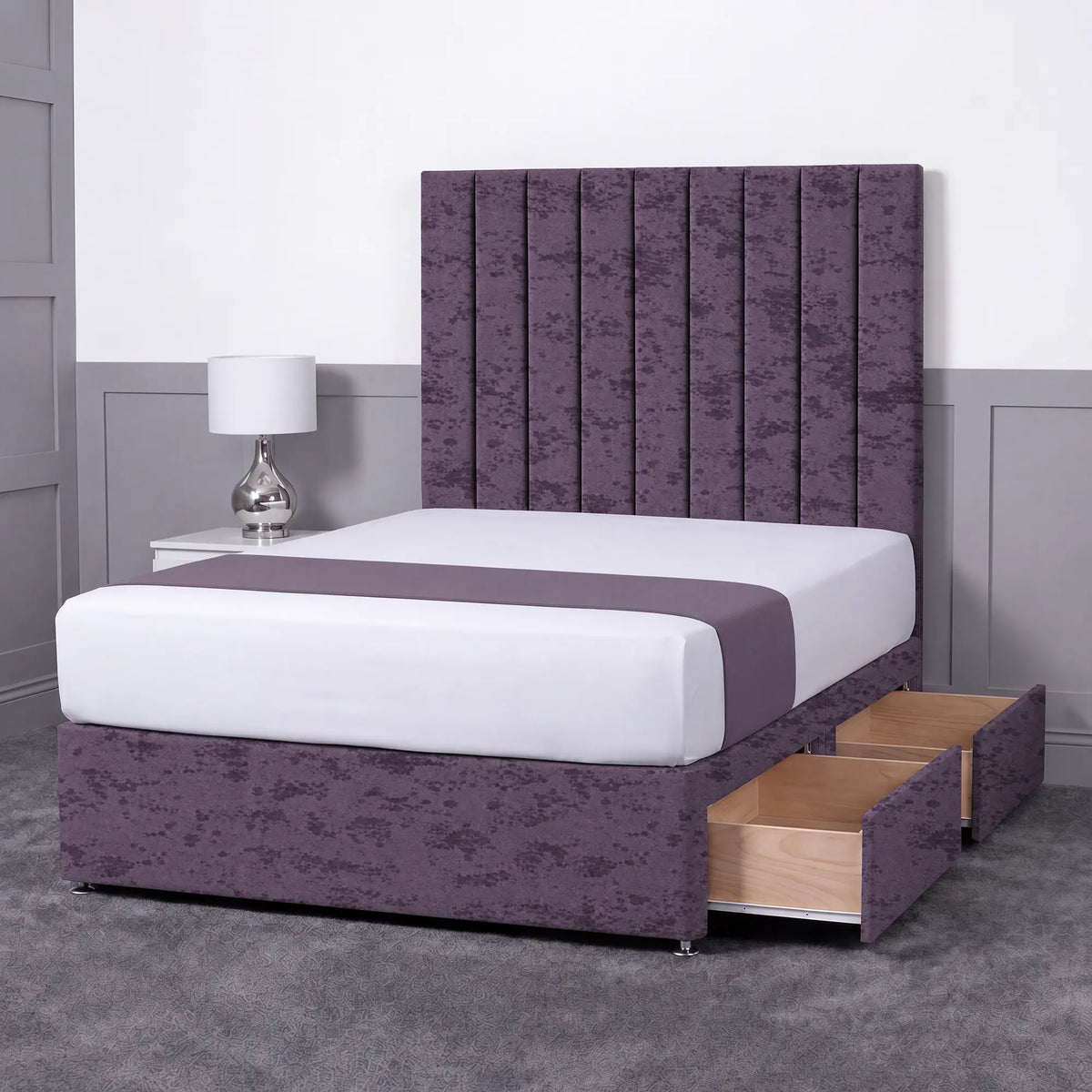 Luxury Ashford 26-inch Headboard Lined Panel Divan Bed