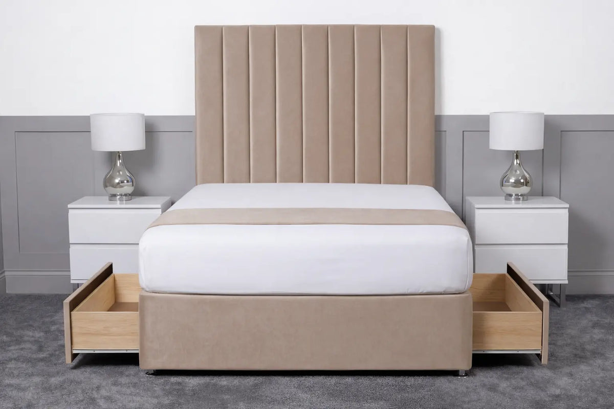 Luxury Ashford 26-inch Headboard Lined Panel Divan Bed