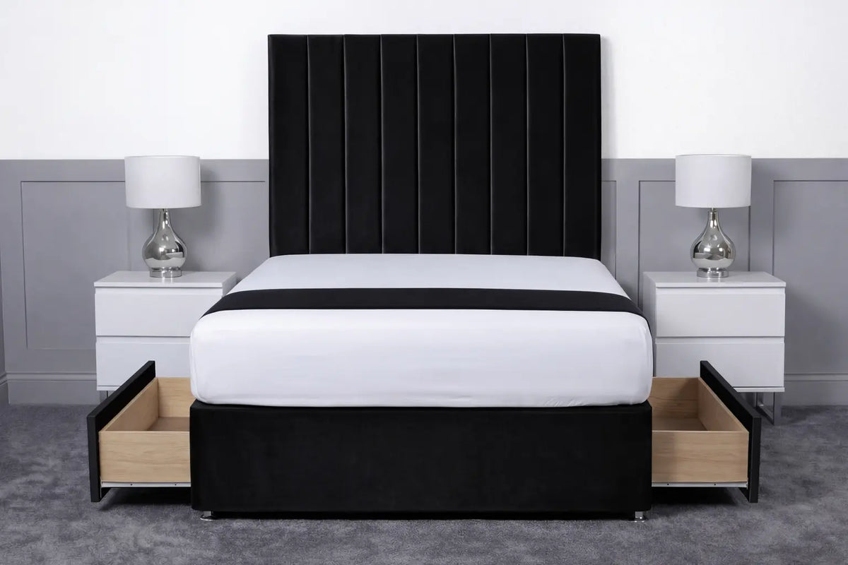 Luxury Ashford 26-inch Headboard Lined Panel Divan Bed