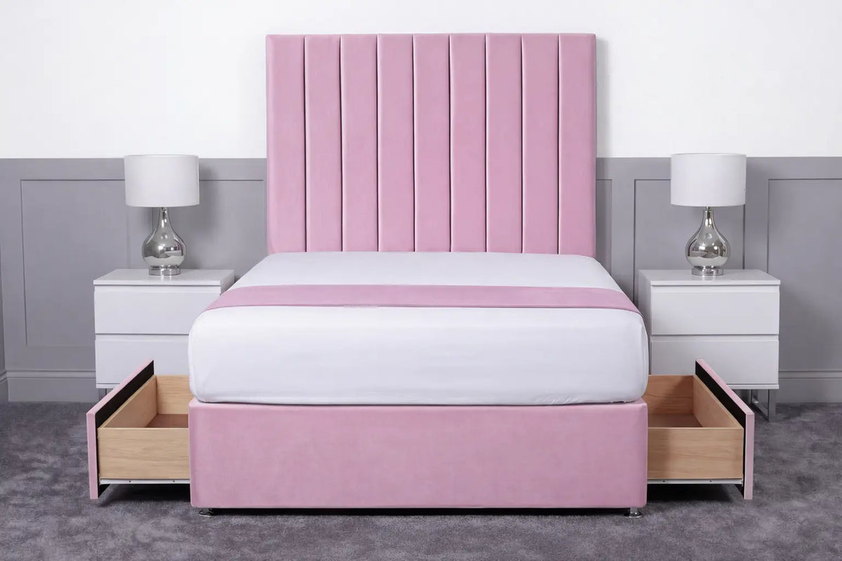 Luxury Ashford 26-inch Headboard Lined Panel Divan Bed