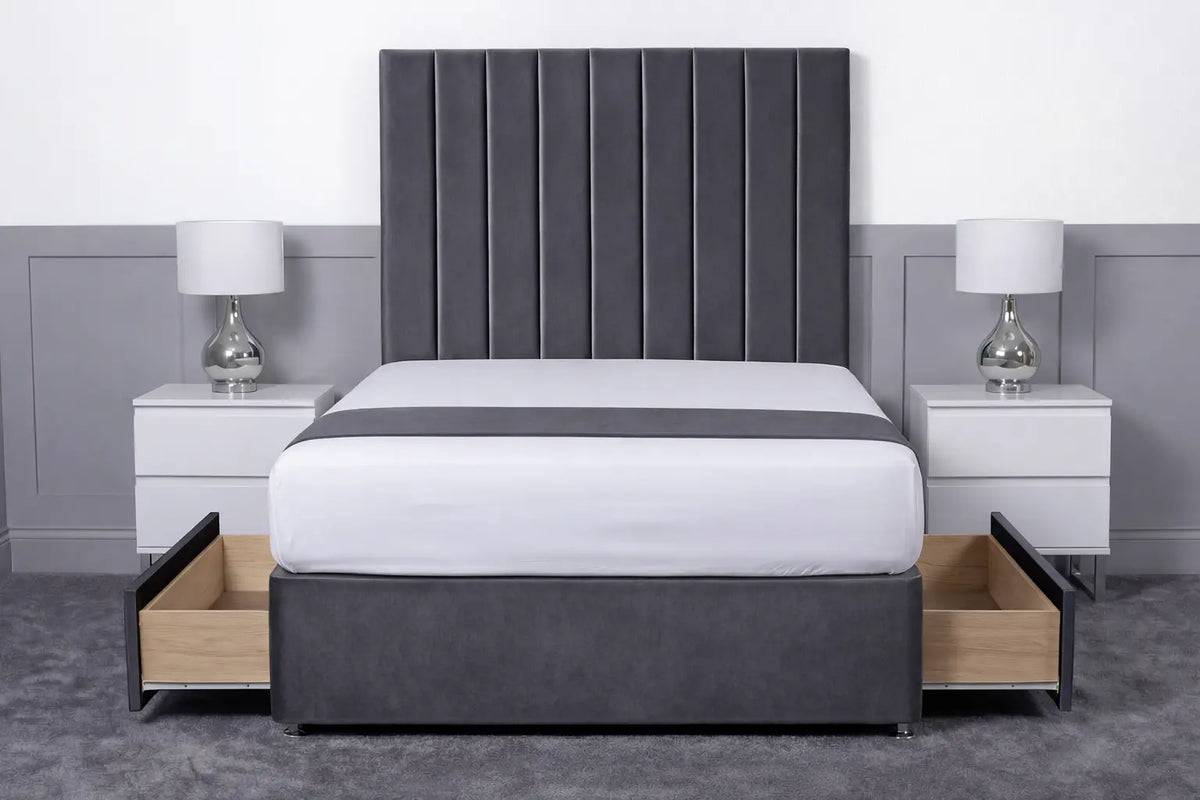 Luxury Ashford 26-inch Headboard Lined Panel Divan Bed