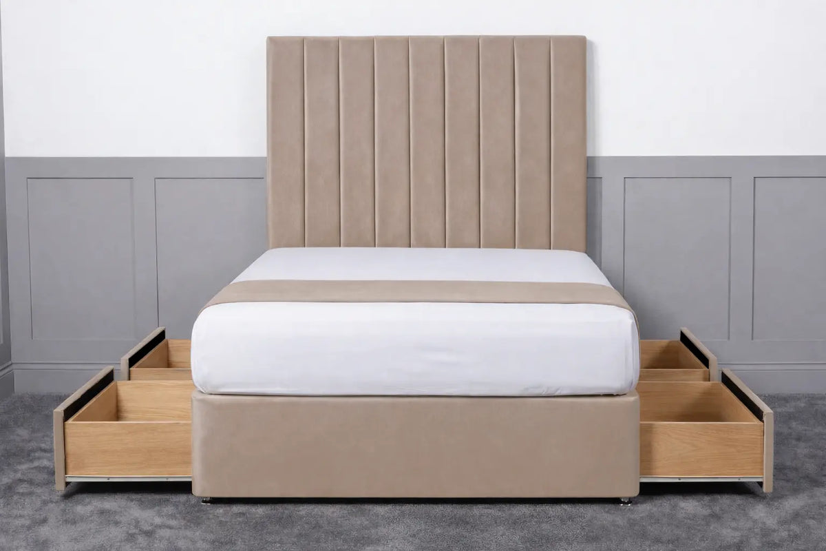 Luxury Ashford 26-inch Headboard Lined Panel Divan Bed