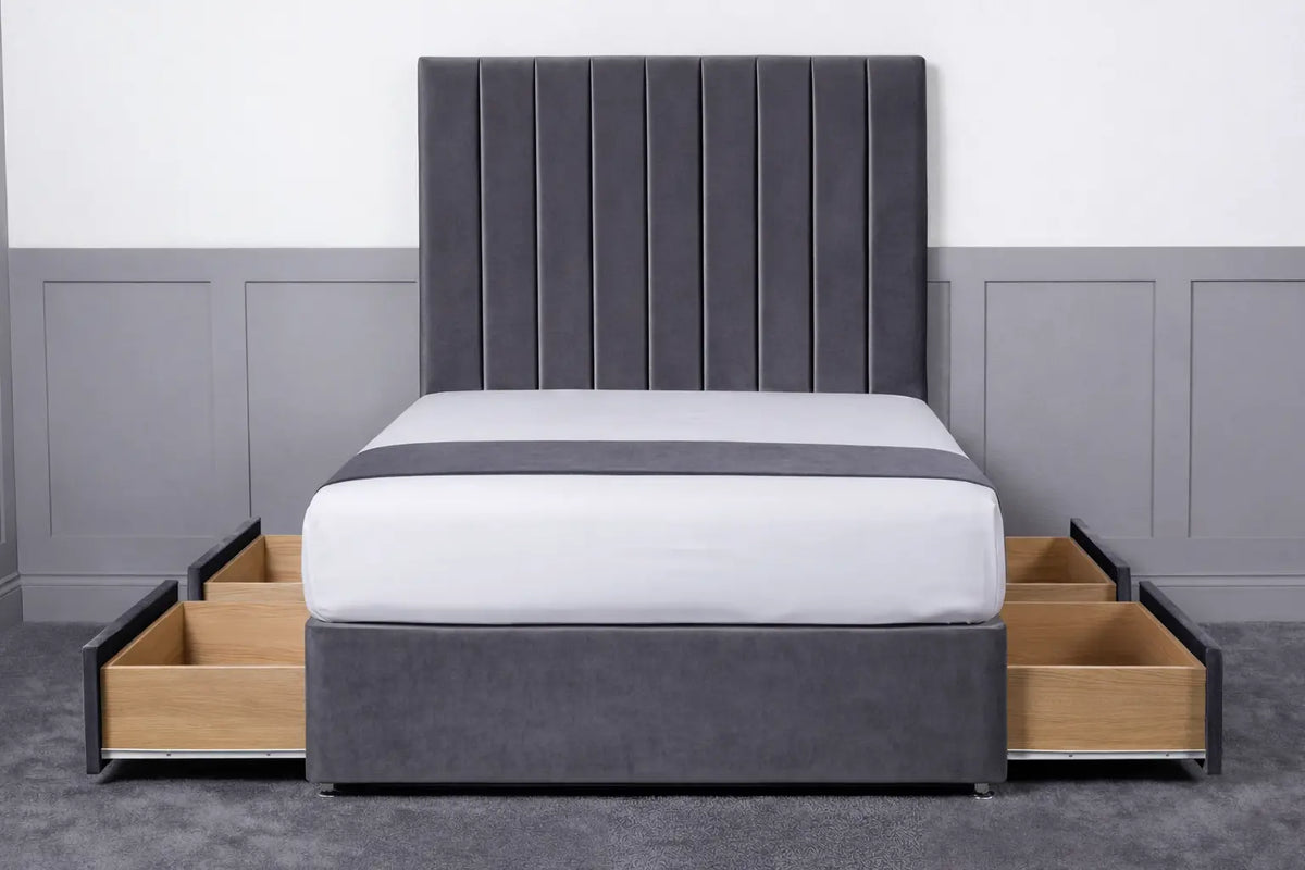 Luxury Ashford 26-inch Headboard Lined Panel Divan Bed