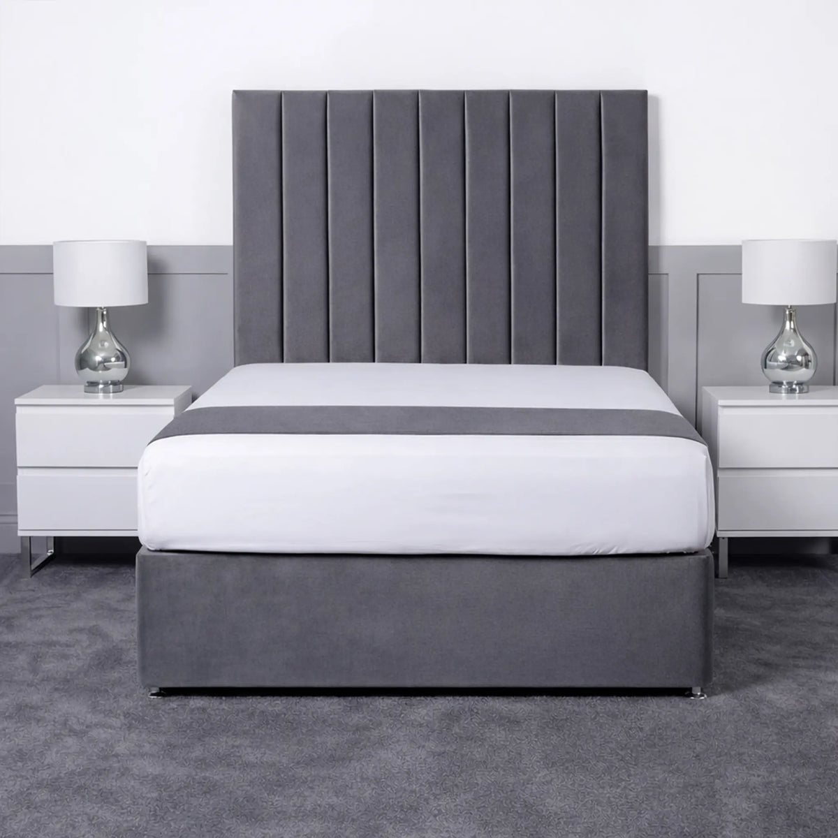 Luxury Ashford 26-inch Headboard Lined Panel Divan Bed