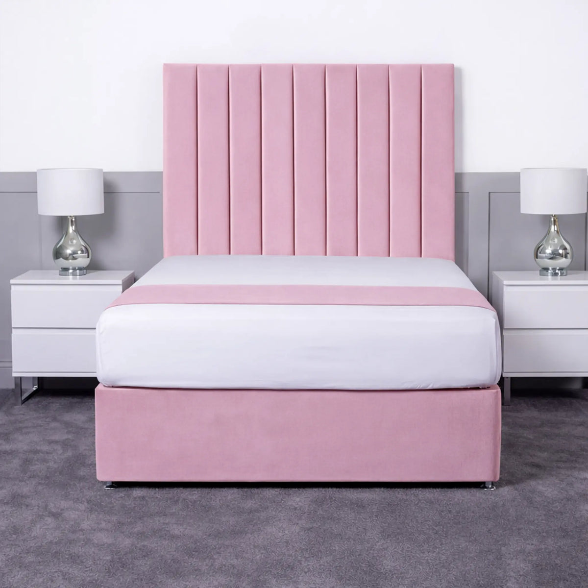 Luxury Ashford 26-inch Headboard Lined Panel Divan Bed