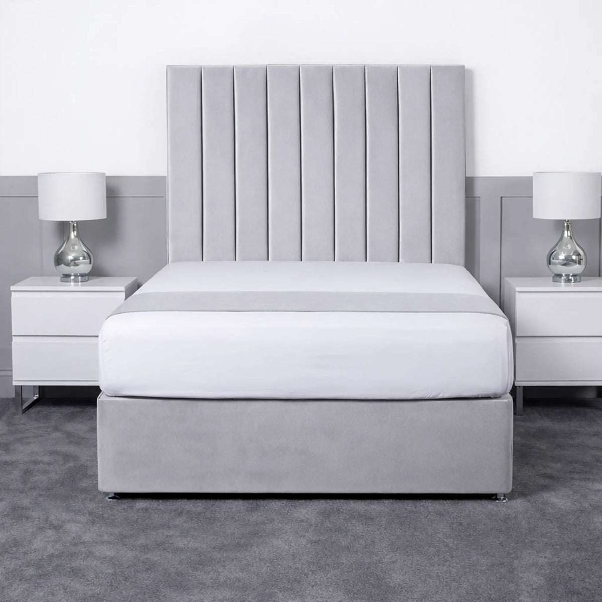 Luxury Ashford 26-inch Headboard Lined Panel Divan Bed
