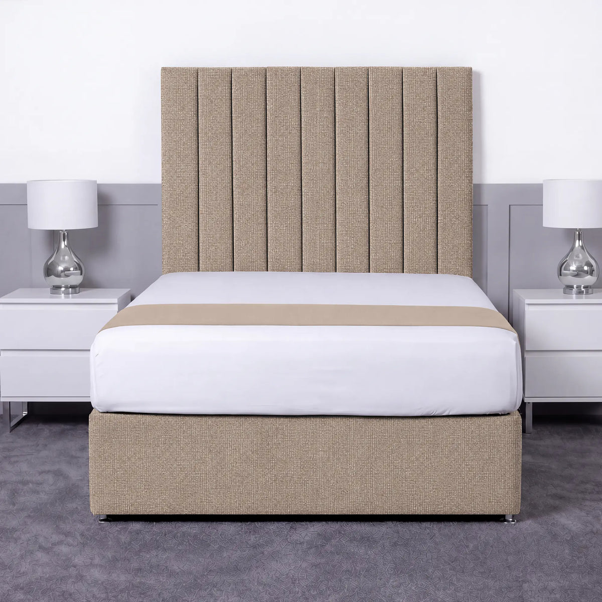 Luxury Ashford 26-inch Headboard Lined Panel Divan Bed
