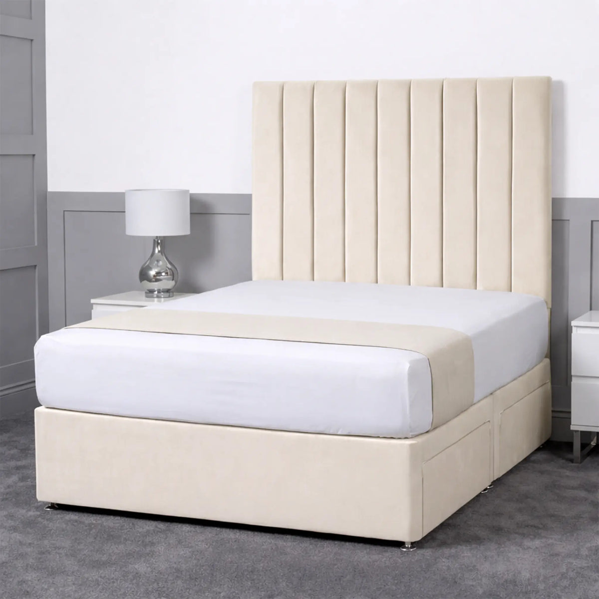 Luxury Ashford 26-inch Headboard Lined Panel Divan Bed