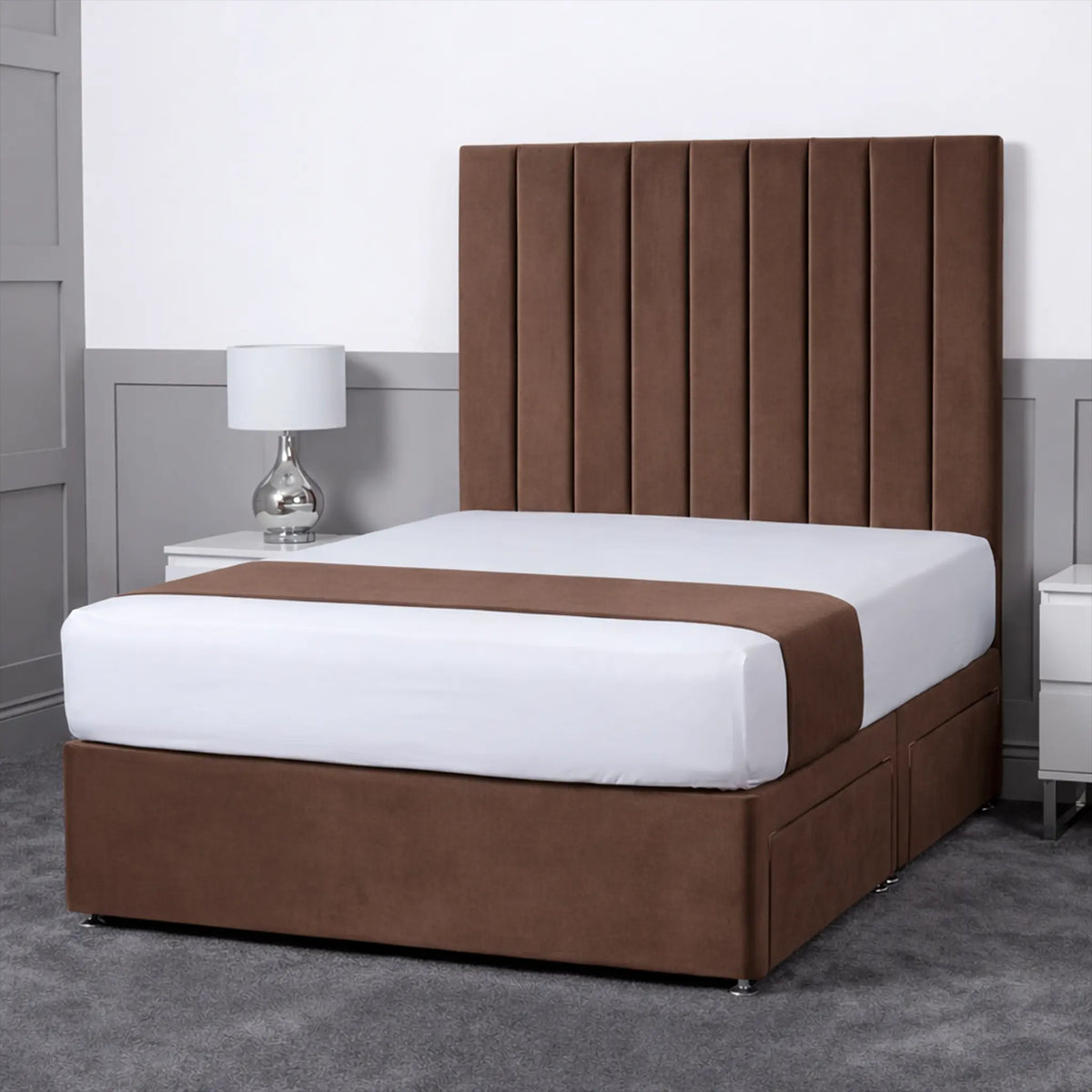 Luxury Ashford 26-inch Headboard Lined Panel Divan Bed