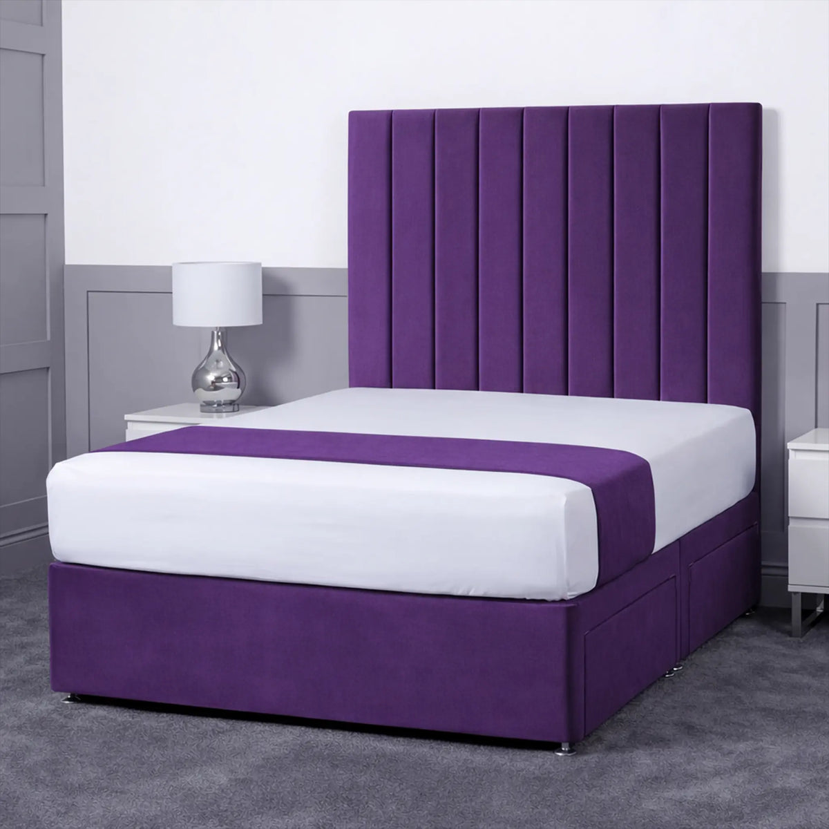 Luxury Ashford 26-inch Headboard Lined Panel Divan Bed